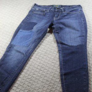Lucky Brand Size 2 Charlie Skinny Patchwork Blue Jeans